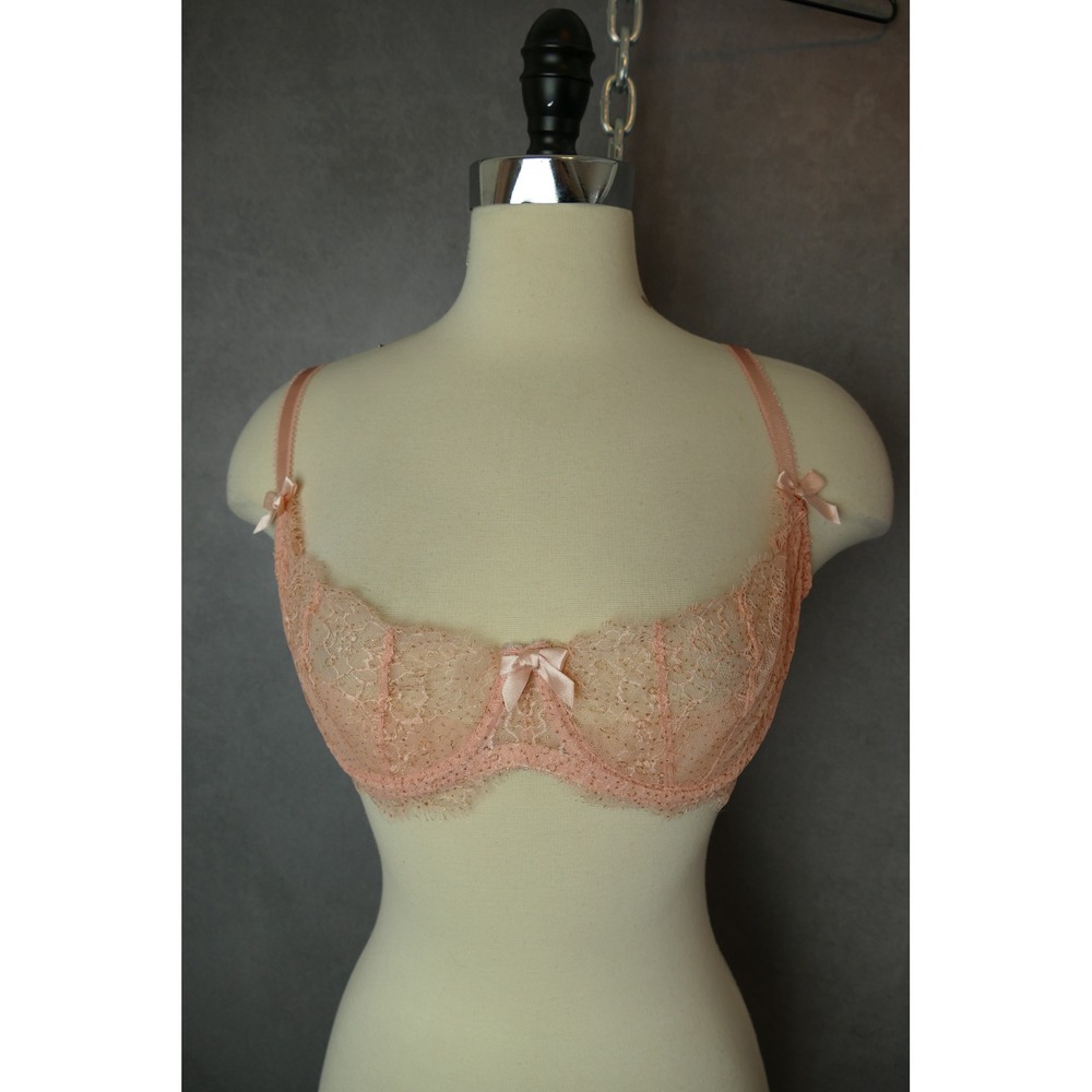 L'Agent by Agent Provocateur Women's Pink Lace Bra, Adjustable Straps 34DD‎